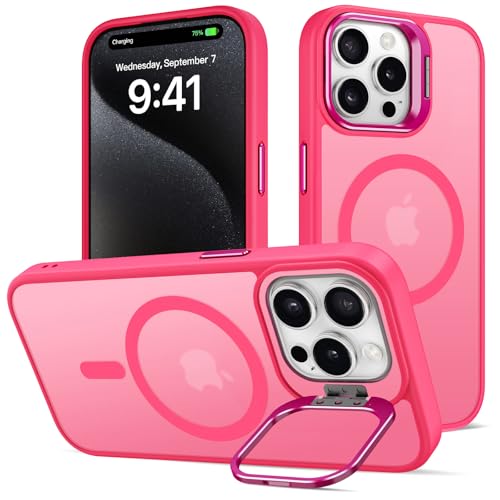 nicekool Hülle für iPhone 15 Pro Max mit Ständer, Kompatibel mit Magsafe Integrierter Versteck Kameraständer Handyhülle Stoßfest Schutzhülle Cover Durchscheinend Matt Schutzhülle Case, Rot nicekool Hülle für iPhone 15 Pro Max mit Ständer, Kompatibel mit Magsafe Integrierter Versteck Kameraständer Handyhülle Stoßfest Schutzhülle Cover Durchscheinend Matt Schutzhülle Case, Rot von nicekool