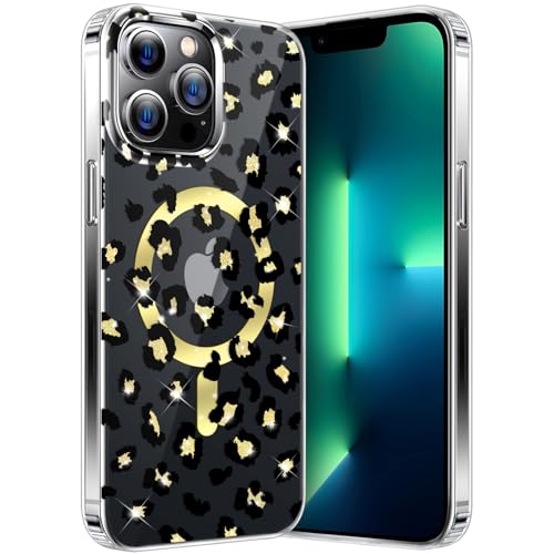 nicekool Magnetisch Hülle für iPhone 13 Pro Max Kompatibel MagSafe Kabellosem Laden, Stoßfest Handyhülle, Leopard Muster Mädchen Aesthetic Design Kratzfeste Klare Handyhülle Schwarzer Leopardenmuster nicekool Magnetisch Hülle für iPhone 13 Pro Max Kompatibel MagSafe Kabellosem Laden, Stoßfest Handyhülle, Leopard Muster Mädchen Aesthetic Design Kratzfeste Klare Handyhülle Schwarzer Leopardenmuster von nicekool