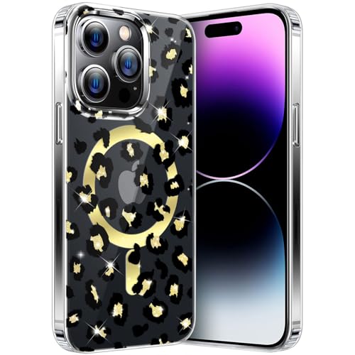 Magnetisch Hülle für iPhone 14 Pro Leopard Muster Handyhülle, Kompatibel mit MagSafe, Aesthetic Leopard Muster Transluzente Case, Kratzfest Stoßfest Silicone Cover für Mädchen Frauen, Leopard Magnetisch Hülle für iPhone 14 Pro Leopard Muster Handyhülle, Kompatibel mit MagSafe, Aesthetic Leopard Muster Transluzente Case, Kratzfest Stoßfest Silicone Cover für Mädchen Frauen, Leopard von nicekool