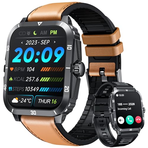 Smartwatch Fitnessuhr Uhren Armbanduhr mit Telefonfunktion: 2.0" Smart Watch Herren mit Pulsuhr Schlafmonitor Schrittzähler 3ATM Wasserdicht Fitness Uhr Sportuhr Männer 100+ Sportmodi für iOS Android von niizero