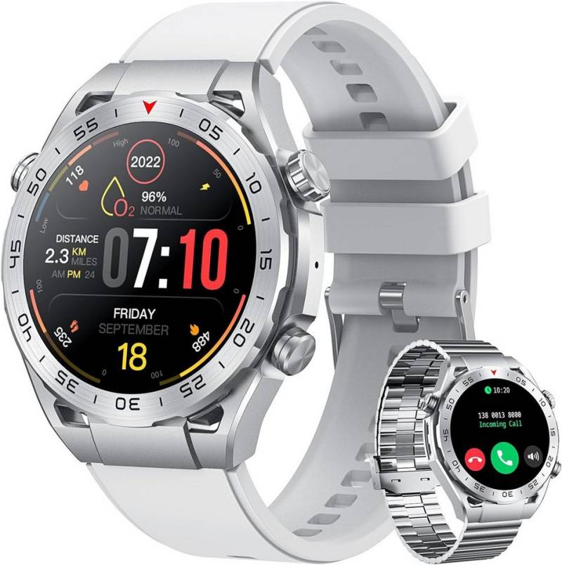 niizero Herren's Fitness-Tracker IP67 Wasserdicht Telefonfunktion Smartwatch (3,61 cm/1,42 Zoll, Android/iOS), mit austauschbarem weichem Silikonarmband, mit Bluetooth Anruf Schlafmonitor Schrittzähler Pulsuhr 100+ Sportmodi von niizero