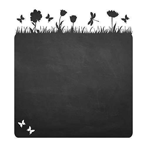 015 Blumenwiese Schmetterlinge - selbstklebende Tafelfolie/Kreidefolie inkl. 3 Stück Kreide - Größe: 900 x 900 mm - Kinderzimmer Wanddeko von nikima Schönes für Kinder
