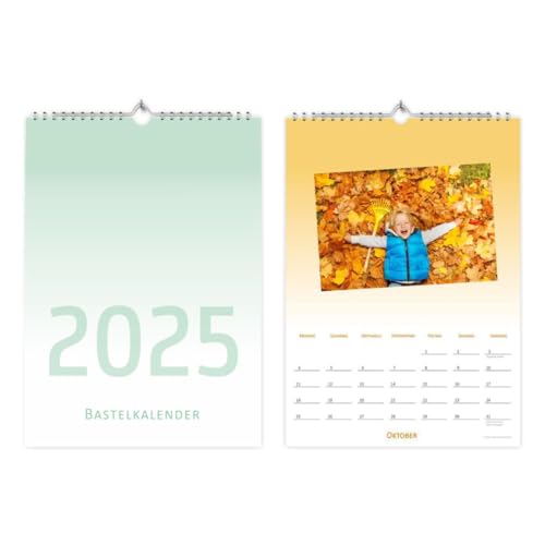 A4 Fotokalender 2024 zum selbstgestalten - Bastelkalender Kreativkalender Verlauf pastel bunt - mit Feiertagen 1 Deckblatt + 12 Kalenderblätter von nikima Schönes für Kinder