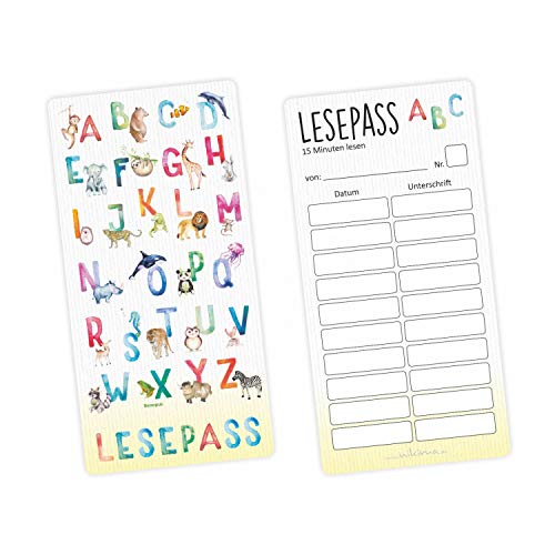 Lesepass Alphabet Lesezeichen zum lesen üben Grundschule - Anzahl 10 Stück von nikima Schönes für Kinder