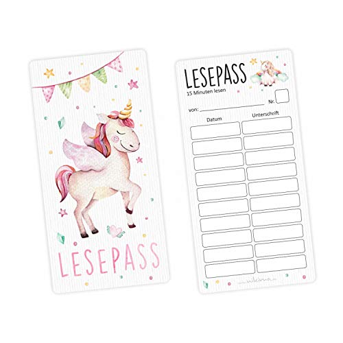 Lesepass Einhorn Lesezeichen zum lesen üben Grundschule - Anzahl 10 Stück Lesepass Einhorn Lesezeichen zum lesen üben Grundschule - Anzahl 10 Stück von nikima Schönes für Kinder