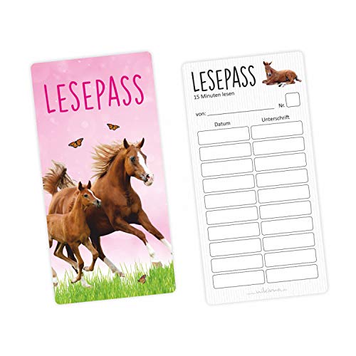 Lesepass Pferde Lesezeichen zum lesen üben Grundschule - Anzahl 10 Stück von nikima Schönes für Kinder