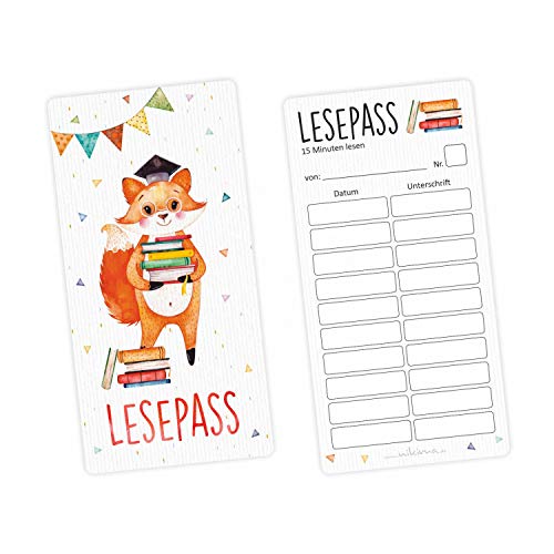 Lesepass Schlaufuchs Lesezeichen zum lesen üben Grundschule - Anzahl 10 Stück Lesepass Schlaufuchs Lesezeichen zum lesen üben Grundschule - Anzahl 10 Stück von nikima Schönes für Kinder