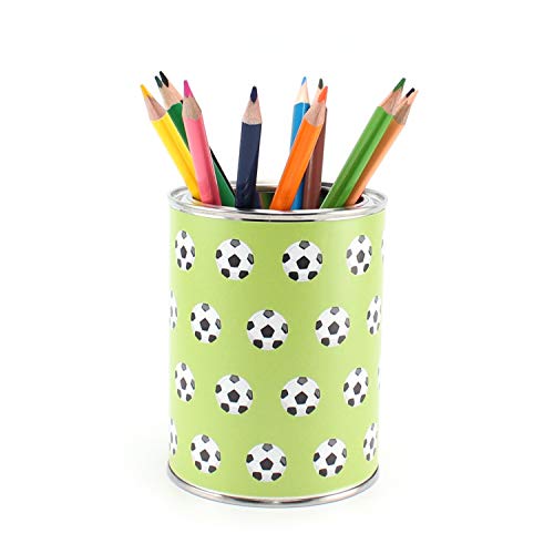 Stiftebecher Fußball grün inkl. 12 Dreikant Buntstiften| Kinder Stifteköcher Stiftehalter Schreibtisch Organizer Junge von nikima Schönes für Kinder