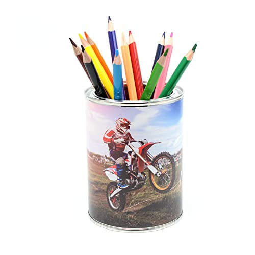Stiftebecher Motocross inkl. 12 Dreikant Buntstiften Kinder Stifteköcher Stiftehalter Schreibtisch Organizer Junge von nikima Schönes für Kinder
