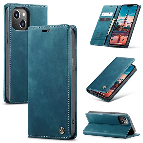 Niloucase Kompatibel mit iPhone 14 Hülle Leder,Magnetverschluss Premium PU Leder Flip Case,Standfunktion.-Blau von niloucase