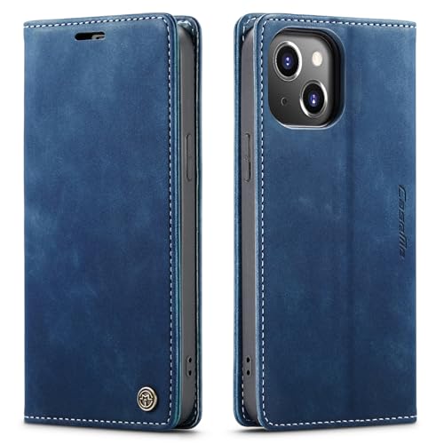 niloucase Kompatibel mit iPhone 15 Hülle Leder,Magnetverschluss Premium PU Leder Flip Case,Standfunktion.-Blau von niloucase