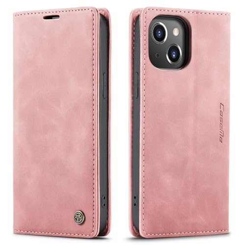 niloucase Kompatibel mit iPhone 15 Hülle Leder,Magnetverschluss Premium PU Leder Flip Case,Standfunktion.-Rosa von niloucase