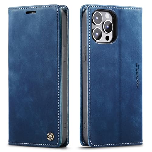 niloucase Kompatibel mit iPhone 15 Pro Hülle Leder,Magnetverschluss Premium PU Leder Flip Case,Standfunktion.-Blau von niloucase