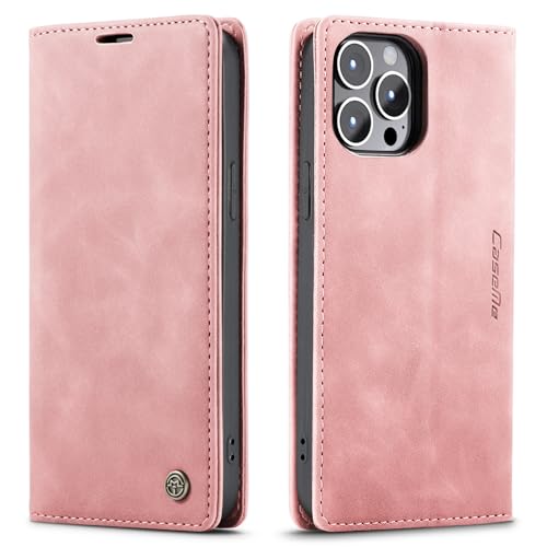 Niloucase Kompatibel mit iPhone 15 Pro Hülle Leder,Magnetverschluss Premium PU Leder Flip Case,Standfunktion.-Rosa von niloucase