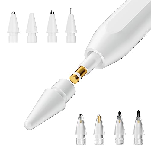 nimin Pencil Spitze für Apple Pencil - [8er Pack] Ersatzspitzen für Apple Pencil 2. Gen & 1. Gen, präzise Steuerung, Füllfederhalter-Schreibgefühl, flüssiges Schreiben, Kunststoff- und Metallspitzen von nimin