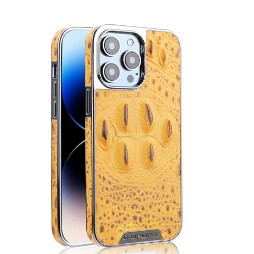 nincyee Echtes Leder für iPhone 15 Pro, luxuriöses Krokodil-Kopfentlastung, Premium-Rindsleder, vollständige Abdeckung, Schutz, Stoßfängerschale, Gelb nincyee Echtes Leder für iPhone 15 Pro, luxuriöses Krokodil-Kopfentlastung, Premium-Rindsleder, vollständige Abdeckung, Schutz, Stoßfängerschale, Gelb von nincyee