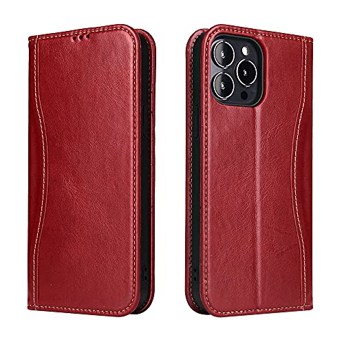 nincyee Echtleder Brieftasche Hülle für iPhone 13 Mini,Magnetverschluss Klappständer Hülle Echtes Leder mit Kartenschlitz von nincyee
