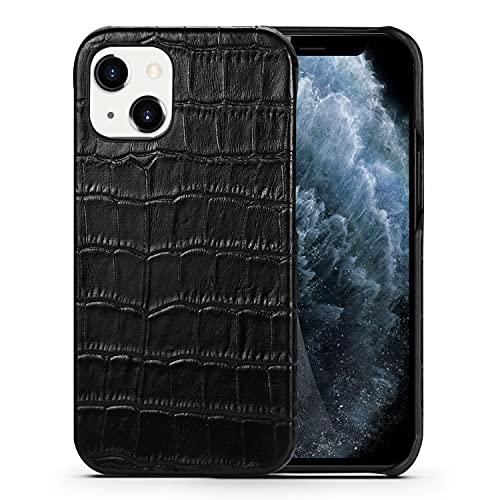 nincyee Echtleder-Schutzhülle für iPhone 13, klassisches Krokodilmuster, halbverpackt, schmale Passform (Halbpack) von nincyee