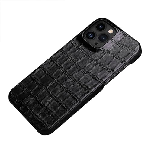 nincyee Echtleder-Schutzhülle für iPhone 15 Pro, klassisches Krokodilmuster, halbverpackt, schmale Passform (Halbpack) von nincyee