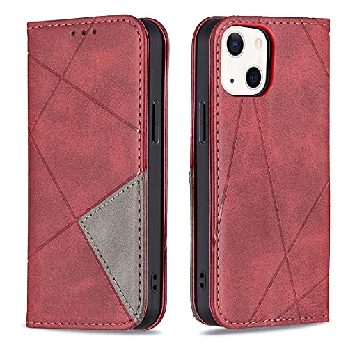 nincyee Klapphülle für iPhone 13 Mini,Rautenmuster PU Leder Brieftasche Ständer Magnetverschluss Etui für iPhone 13 Mini von nincyee