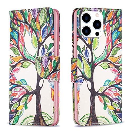 nincyee Klapphülle für iPhone 16 Pro, Schmetterling, Smile, Bär, Blumenbaum, buntes Muster, PU-Leder, Brieftaschenformat, Ständer nincyee Klapphülle für iPhone 16 Pro, Schmetterling, Smile, Bär, Blumenbaum, buntes Muster, PU-Leder, Brieftaschenformat, Ständer von nincyee