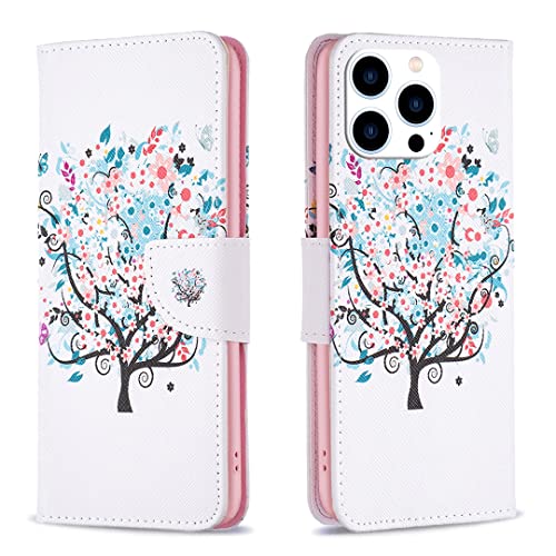 nincyee Klapphülle für iPhone 16 Pro, Schmetterling, Smile, Bär, Blumenbaum, buntes Muster, PU-Leder, Brieftaschenformat, Ständer nincyee Klapphülle für iPhone 16 Pro, Schmetterling, Smile, Bär, Blumenbaum, buntes Muster, PU-Leder, Brieftaschenformat, Ständer von nincyee