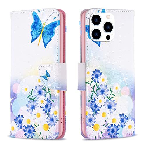 nincyee Klapphülle für iPhone 16 Pro, Schmetterling, Smile, Bär, Blumenbaum, buntes Muster, PU-Leder, Brieftaschenformat, Ständer von nincyee
