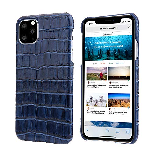 nincyee Schutzhülle aus echtem Leder für iPhone 11, Classic, Krokodil-Muster, halbe Hülle, Slim Fit von nincyee