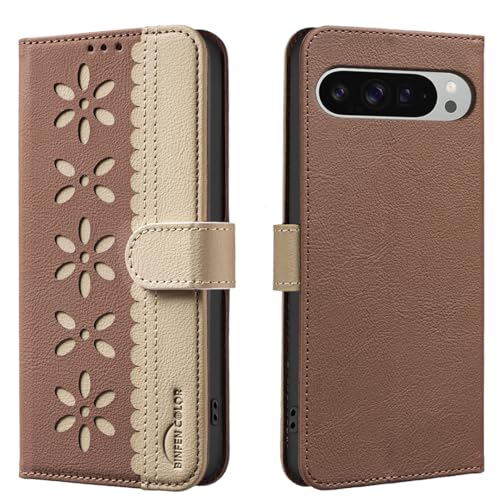 nincyee Schutzhülle für Google Pixel 8, klassisches kleines Blumenmuster, Premium-Leder, Brieftaschenformat, Standfunktion, Magnetverschluss von nincyee
