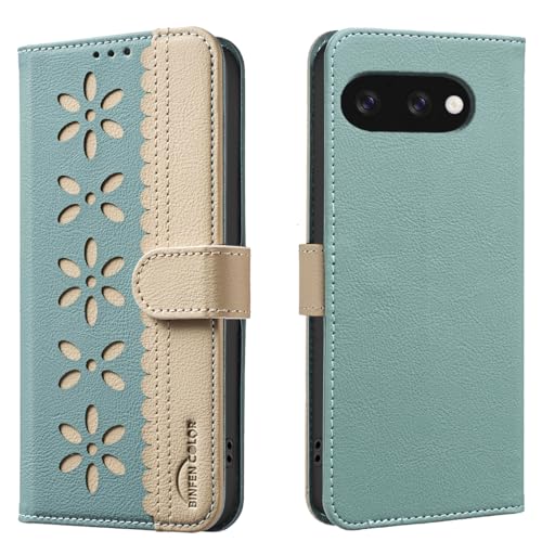 nincyee Schutzhülle für Google Pixel 9a, klassisches kleines Blumenmuster, Premium-Leder, Brieftaschenformat, Standfunktion, Magnetverschluss von nincyee