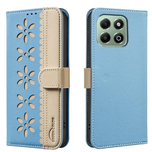 nincyee Schutzhülle für Honor X6B, klassisches kleines Blumenmuster, Premium-Leder, Brieftaschenformat, Standfunktion, Magnetverschluss von nincyee