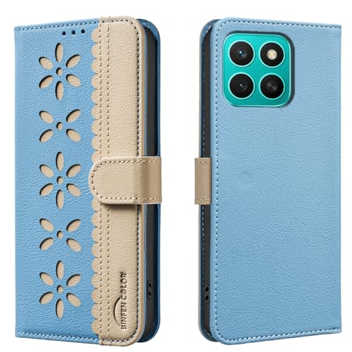 nincyee Schutzhülle für Honor X8C, klassisches kleines Blumenmuster, Premium-Leder, Brieftaschenformat, Standfunktion, Magnetverschluss von nincyee