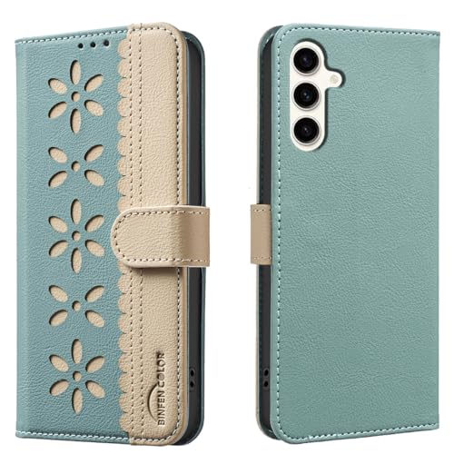 nincyee Schutzhülle für Samsung Galaxy S25+ Plus/S24+ Plus, klassisches kleines Blumenmuster, Premium-Leder, Brieftaschenformat, Standfunktion, Magnetverschluss von nincyee