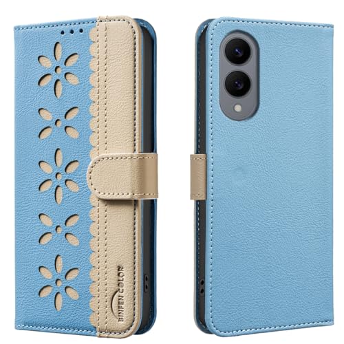 nincyee Schutzhülle für Samsung Galaxy S25 Edge, klassisches kleines Blumenmuster, Premium-Leder, Brieftaschenformat, Standfunktion, Magnetverschluss von nincyee