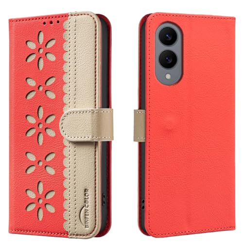 nincyee Schutzhülle für Samsung Galaxy S25 Edge, klassisches kleines Blumenmuster, Premium-Leder, Brieftaschenformat, Standfunktion, Magnetverschluss von nincyee