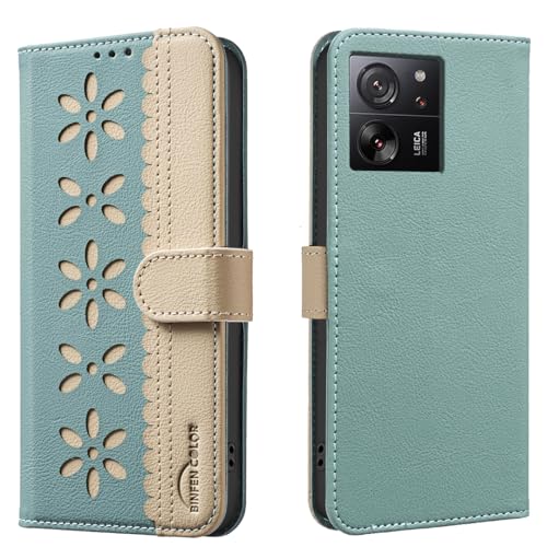 nincyee Schutzhülle für Xiaomi 13T/Redmi K60 Ultra, klassisches kleines Blumenmuster, Premium-Leder, Brieftaschenformat, Standfunktion, Klappetui, Magnetverschluss von nincyee