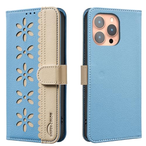 nincyee Schutzhülle für iPhone 12 Pro Max, klassisches kleines Blumenmuster, Premium-Leder, Brieftaschenformat, Standfunktion, Magnetverschluss von nincyee