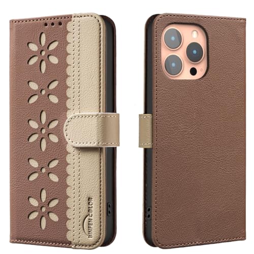 nincyee Schutzhülle für iPhone 13 Pro Max, klassisches kleines Blumenmuster, Premium-Leder, Brieftaschenformat, Standfunktion, Magnetverschluss von nincyee