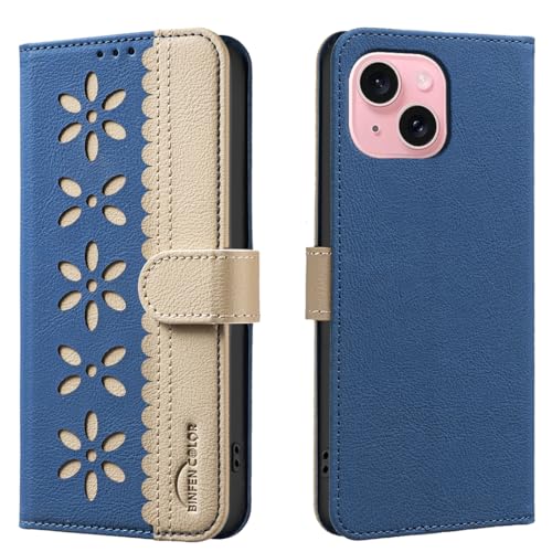 nincyee Schutzhülle für iPhone 15, klassisches kleines Blumenmuster, Premium-Leder, Brieftaschenformat, Standfunktion, Magnetverschluss nincyee Schutzhülle für iPhone 15, klassisches kleines Blumenmuster, Premium-Leder, Brieftaschenformat, Standfunktion, Magnetverschluss von nincyee