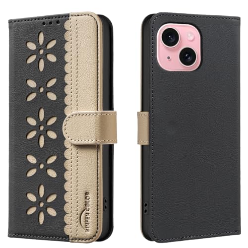 nincyee Schutzhülle für iPhone 15, klassisches kleines Blumenmuster, Premium-Leder, Brieftaschenformat, Standfunktion, Magnetverschluss nincyee Schutzhülle für iPhone 15, klassisches kleines Blumenmuster, Premium-Leder, Brieftaschenformat, Standfunktion, Magnetverschluss von nincyee