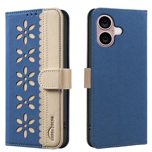 nincyee Schutzhülle für iPhone 16, klassisches kleines Blumenmuster, Premium-Leder, Brieftaschenformat, Standfunktion, Magnetverschluss nincyee Schutzhülle für iPhone 16, klassisches kleines Blumenmuster, Premium-Leder, Brieftaschenformat, Standfunktion, Magnetverschluss von nincyee
