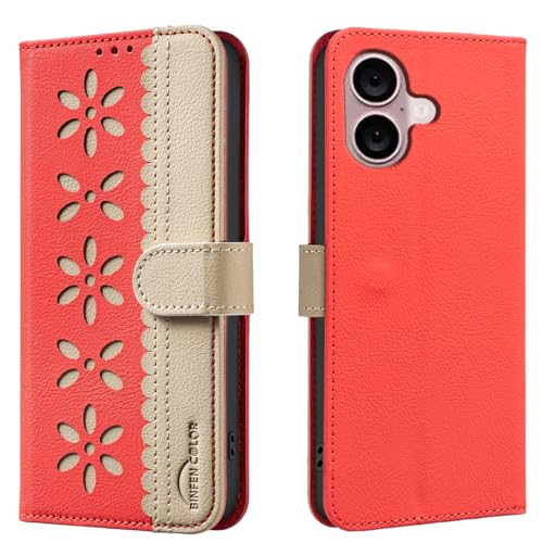 nincyee Schutzhülle für iPhone 16, klassisches kleines Blumenmuster, Premium-Leder, Brieftaschenformat, Standfunktion, Magnetverschluss nincyee Schutzhülle für iPhone 16, klassisches kleines Blumenmuster, Premium-Leder, Brieftaschenformat, Standfunktion, Magnetverschluss von nincyee