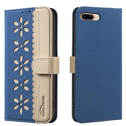 nincyee Schutzhülle für iPhone 8 Plus/7 Plus, klassisches kleines Blumenmuster, Premium-Leder, Brieftaschenformat, Standfunktion, Magnetverschluss nincyee Schutzhülle für iPhone 8 Plus/7 Plus, klassisches kleines Blumenmuster, Premium-Leder, Brieftaschenformat, Standfunktion, Magnetverschluss von nincyee