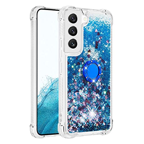 nincyee Stoßfeste Schutzhülle für Samsung Galaxy S23, Glitzer-Glanz, Diamant-Herz, Regenbogen, Treibsand, transparente TPU-Hülle mit klappbarem Ring, Ständer von nincyee