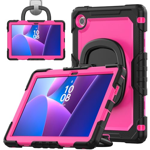 nincyee Strapazierfähige Tablet-Schutzhülle für Lenovo Tab 25,7 cm (10,1 Zoll) 2025 TB-311XU, 3-in-1 stoßfeste Silikonhülle mit Stifthalter, Schultergurt, unsichtbare Halterung, klappbarer Ständer von nincyee
