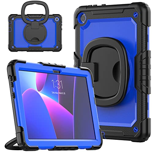 nincyee Strapazierfähige Tablet-Schutzhülle für Lenovo Tab M10 HD 25,7 cm (10,1 Zoll) 3. Generation 2022, 3-in-1 stoßfeste Silikonhülle mit Stifthalter, Schultergurt, unsichtbare Halterung, klappbarer von nincyee