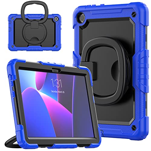 nincyee Strapazierfähige Tablet-Schutzhülle für Lenovo Tab M10 HD 25,7 cm (10,1 Zoll) 3. Generation 2022, 3-in-1 stoßfeste Silikonhülle mit Stifthalter, Schultergurt, unsichtbare Halterung, klappbarer von nincyee