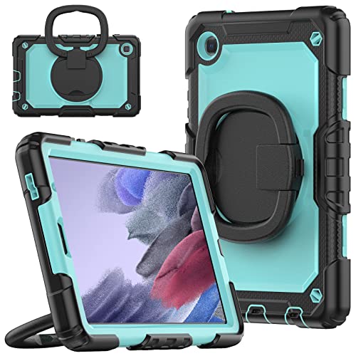 nincyee Strapazierfähige Tablet-Schutzhülle für Samsung Galaxy Tab A7 Lite 22,1 cm (8,7 Zoll), 3-in-1, stoßfeste Silikonhülle mit Stifthalter, Schultergurt, unsichtbare Halterung, klappbarer Ständer von nincyee