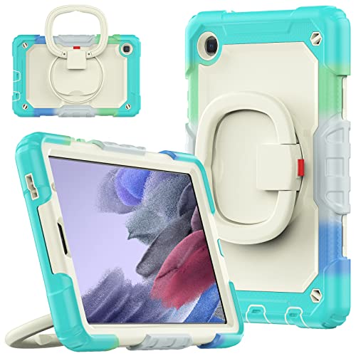 nincyee Strapazierfähige Tablet-Schutzhülle für Samsung Galaxy Tab A7 Lite 22,1 cm (8,7 Zoll), 3-in-1, stoßfeste Silikonhülle mit Stifthalter, Schultergurt, unsichtbare Halterung, klappbarer Ständer von nincyee