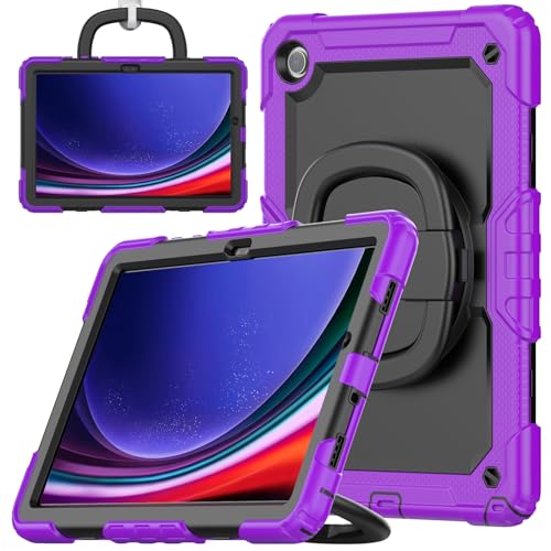 nincyee Strapazierfähige Tablet-Schutzhülle für Samsung Galaxy Tab A9+ 27,9 cm (11 Zoll) 2023, 3-in-1, stoßfeste Silikonhülle mit Stifthalter, Schultergurt, unsichtbare Halterung, klappbarer Ständer von nincyee
